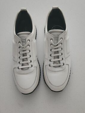 White Men’s Leather Sneakers - Casual Lace-Up